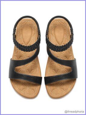 Ecetana Womens Dressy Comfortable Flat Sandals Strappy Elastic Ankle Strap